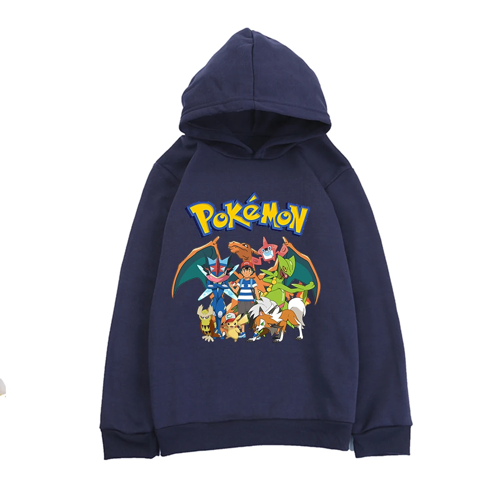 

Худи с японским аниме покемоном, свитшот с капюшоном для детей, кавайные худи с принтом покемона, игры