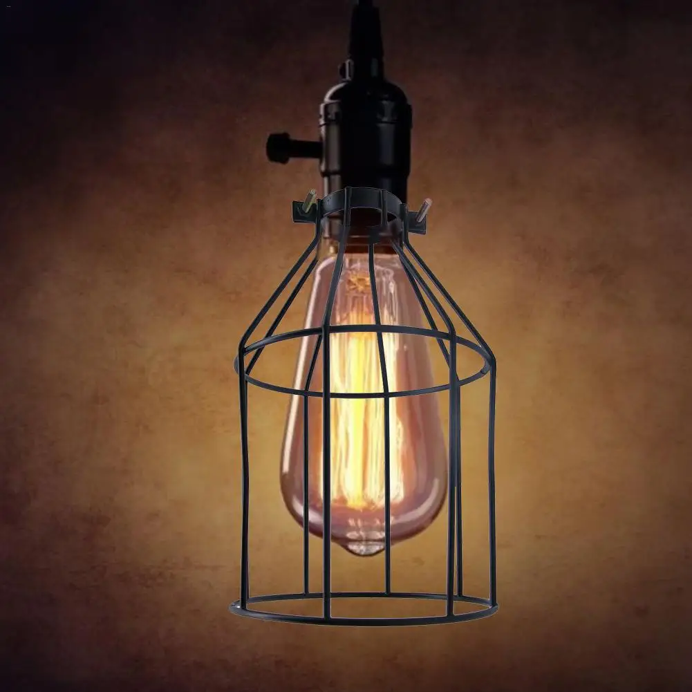 Ретро металлический абажур птичья клетка лампа Защита Регулируемая черная