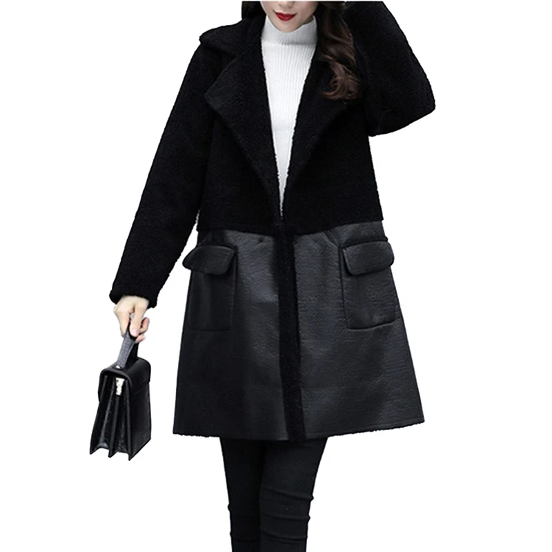 Куртка женская с бархатной подкладкой двусторонняя кожаная утепленная