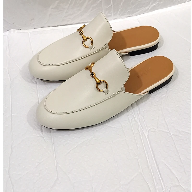 

flat slippers woman gg gamer leather mules shoes women flats real leather slippers women man