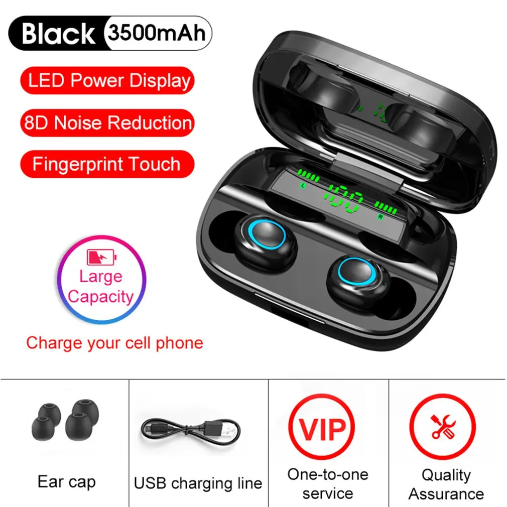 Беспроводные наушники TWS Bluetooth светодиодная Спортивная Hi Fi гарнитура стерео с