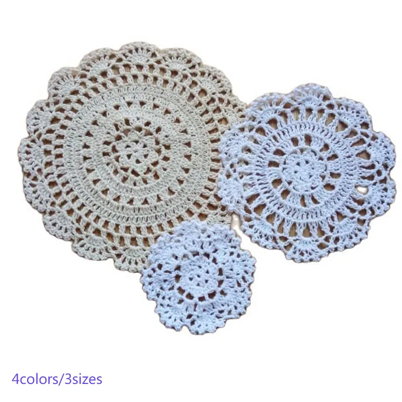 

10/15/20cm NEW lace cotton table place mat crochet coffee placemat pad Christmas drink coaster cup mug tea dining doily kitchen
