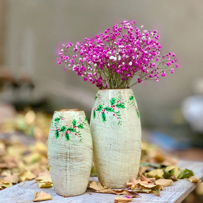 

Красная керамическая ваза для гостиной, комнатное украшение, горшок для сухих цветов, гидропонная композиция, американский дом