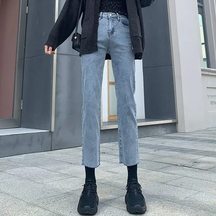 

Woman Jeans Pants High Waist Straight Loose Autumn Winter Pants