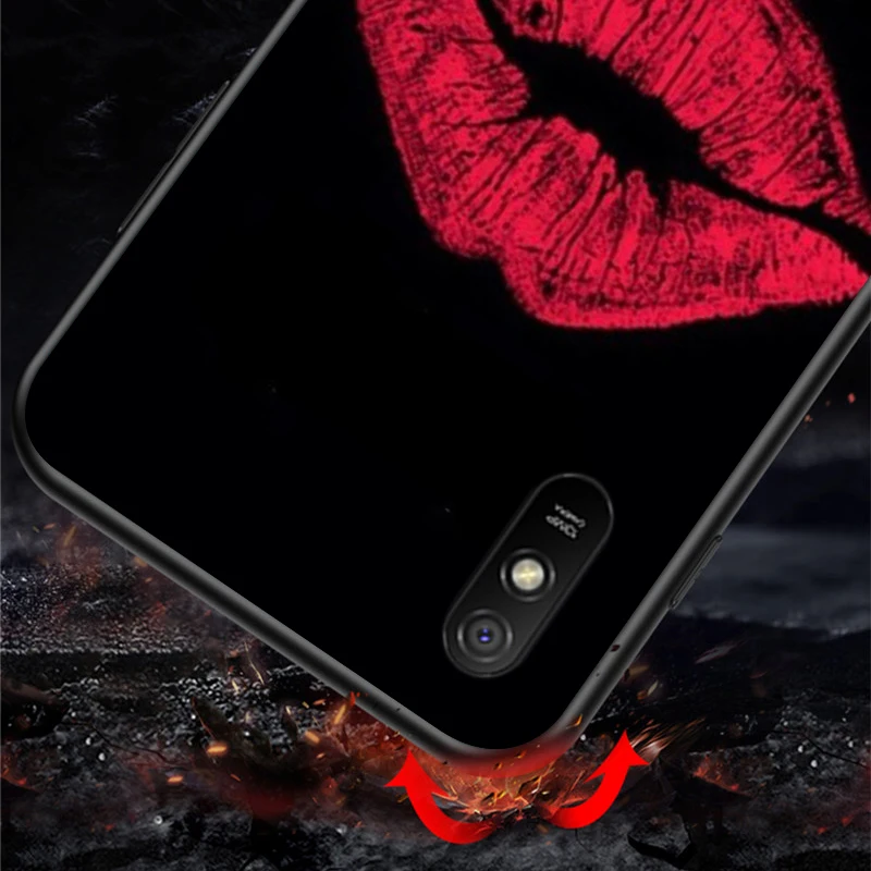 

Girl Red Lips For Xiaomi Redmi 10X Pro 5G 9C 9A 9 GO K20 8A 8 7A 7 S2 6A 6 5 5A 4X Pro Bright Black Phone Case
