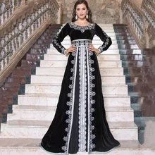Black Moroccan Kaftan Caftan Muslim Evening Dresses A-line Long Sleeves Chiffon Appliques Dubai Arabic Turkey Abaya Islamic Gown (1)