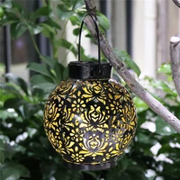 solar lantern light outdoor waterproof wrought iron hollow lantern decorative light landscape lamp hanging lights garden light