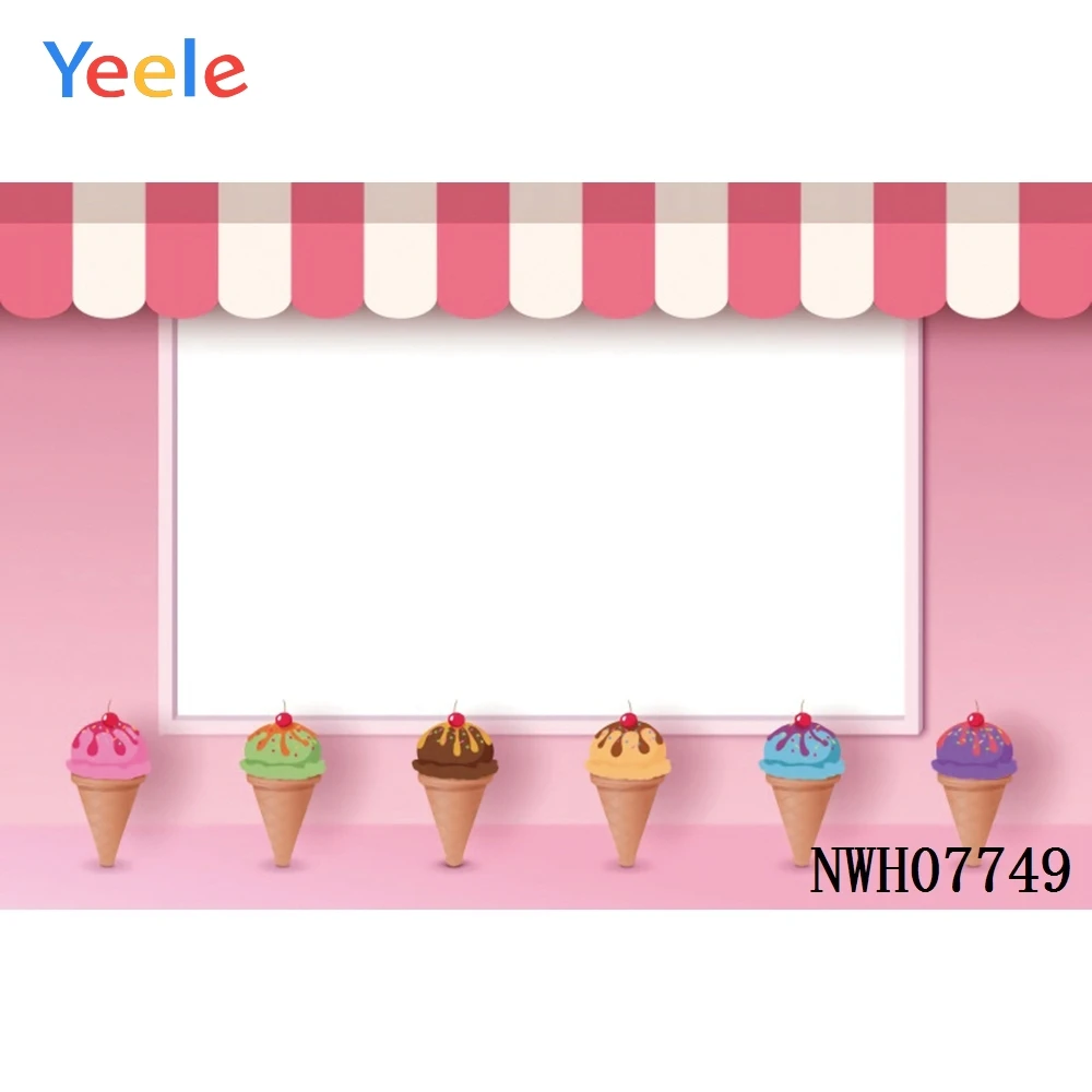 

Dessert House Girls Pink Background Newborn Baby Shower Backdrops Ice Cream Decoration Birthday Party Photography Backdrop