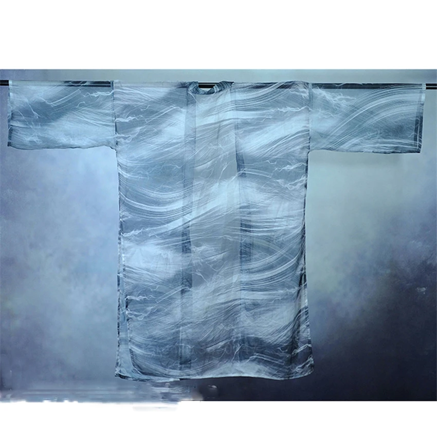 

Japanese Kimono Asian Vintage Samurai Men Woman Harajuku Fashion Improved Ink Chiffon Long Robe Samurai Streetwear Retro Top