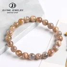 Браслет из натурального лунного камня JD, черный, золотой, лунный камень