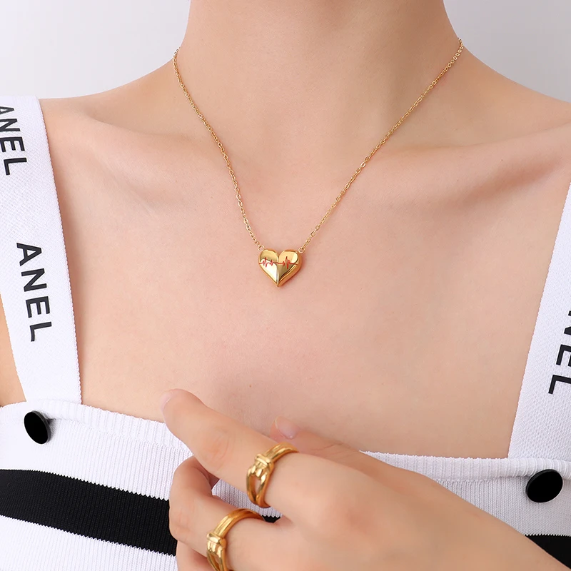 Ожерелье женское из нержавеющей стали с подвеской в виде сердца BSP024 | Украшения и