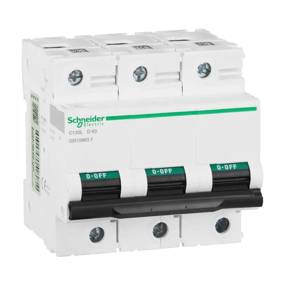 

Export C120L Miniature Circuit Breaker Original 3P D Curve 63A Rated Working Voltage 400VAC 50 / 60hz A9N19838 Mini