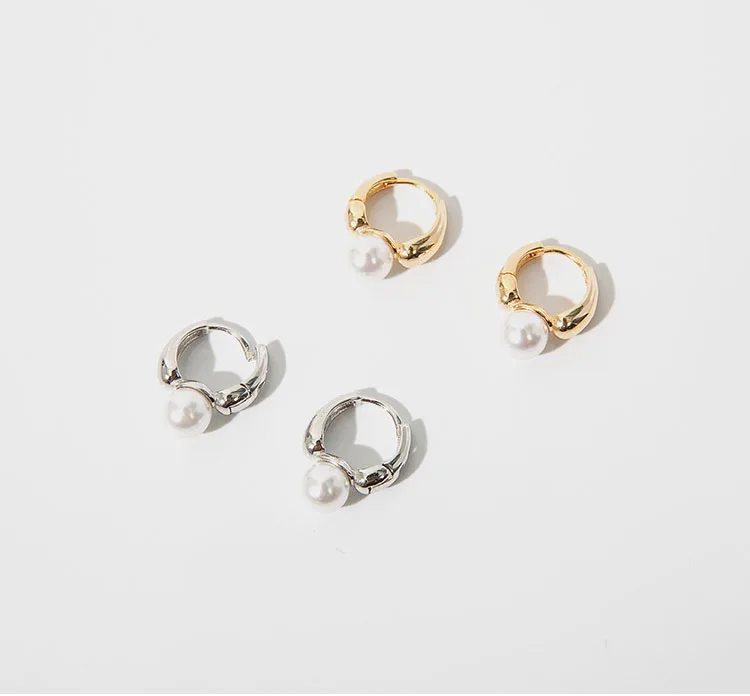 Новые винтажные круглые маленькие серьги с имитацией жемчужного шарика золотого