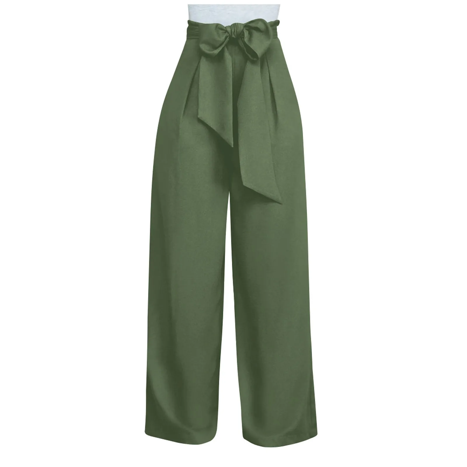 Pantalones largos rectos informales para mujer pantalones ajustados AA87 Color sólido sueltoscómodos pantalones de pierna ancha