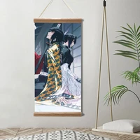 demon slayer canvas poster japanese anime decoration scroll paintings wall art home decor pictures for living room with frame