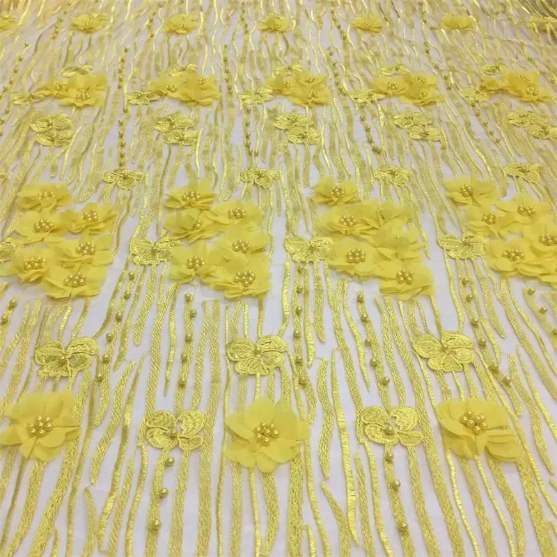 High quality 3D applique embroidery African lace fabric French mesh Nigerian suitable for DIY party evening dress wedding | Дом и сад