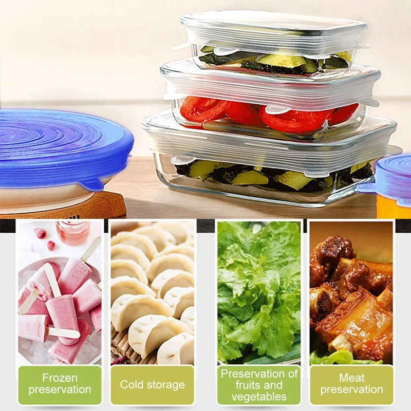 

12 PCS Round and Square Sizes Silicone Lids Covers & 1x Meat Thermometer, Instant Read Thermometer