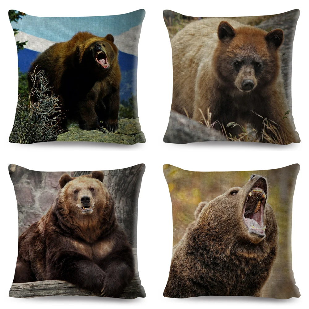 Чехол с рисунком дикого коричневого медведя декоративная опасность Женский