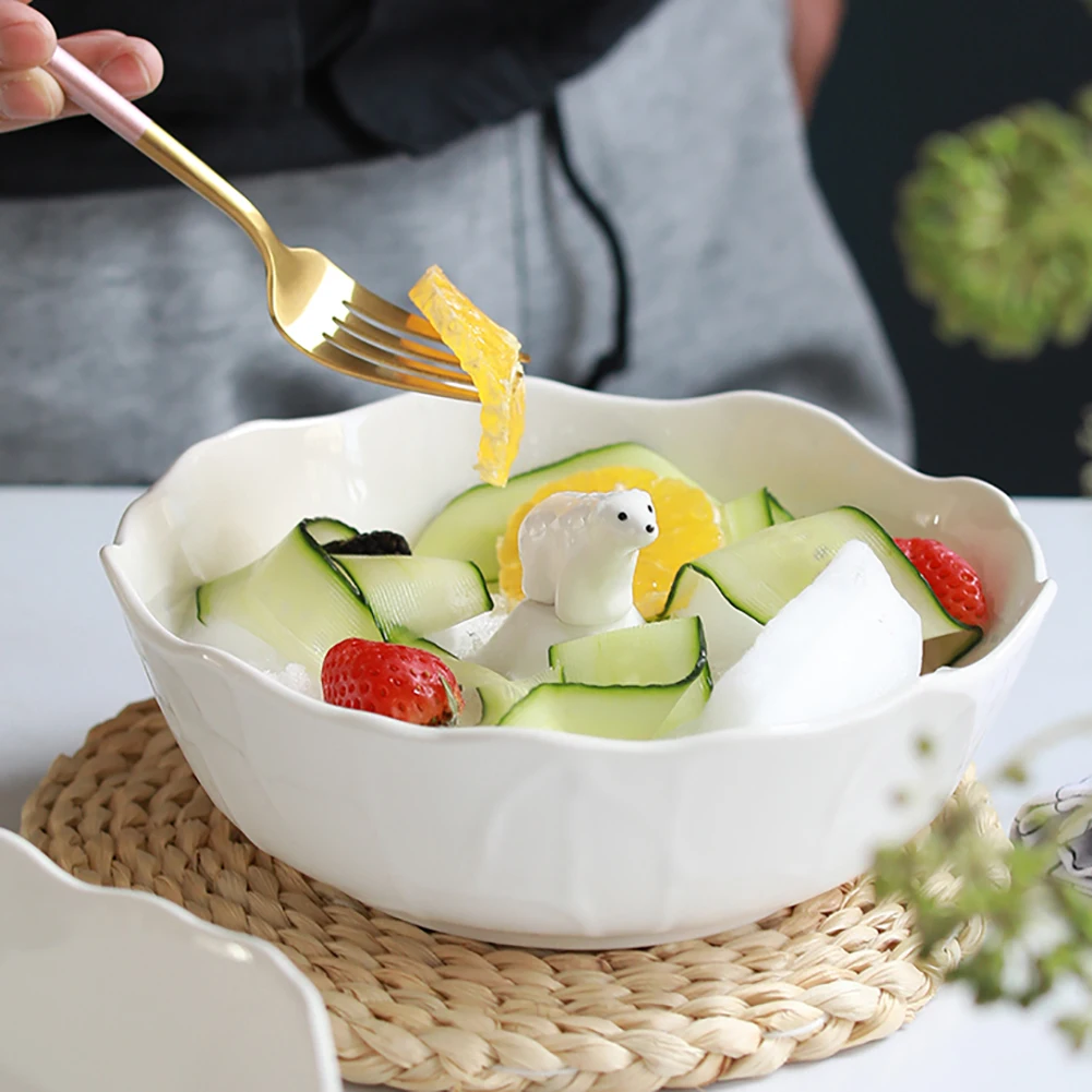 

Керамические чаши, 3D полярный медведь, стеклянная Салатница, чаши для фруктов, десерт, Салатница, контейнер для хранения пищи, Декоративная ...