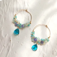 lii ji tanzanite amazonite aquamarine apatite austrian crystal 14k gold filled hoop earrings handmade jewelry for women gift