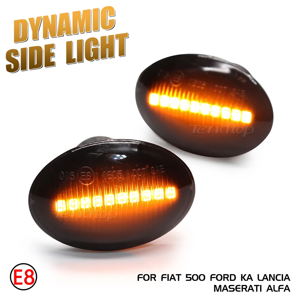 

For Fiat 500 KA Lancia Lybra Ypsilon For Maserati Alfa 4C LED Dynamic Turn Signal Blinker Sequential Side Marker Mirror Light