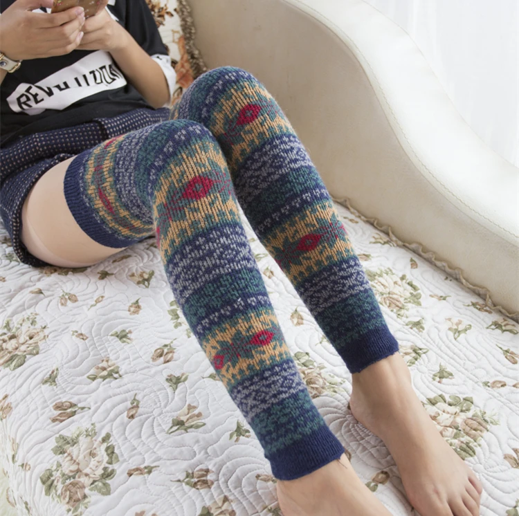 2020 New Autumn And Winter Thickened Rabbit Wool Warm Socks Leg Protector Slim Fashion For Girls Lady Vintage Style 1pair