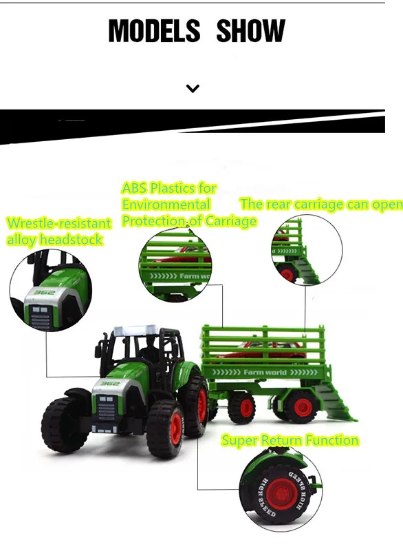2019 Новый игрушечный водитель трактора из сплава прицеп-цистерна для возврата