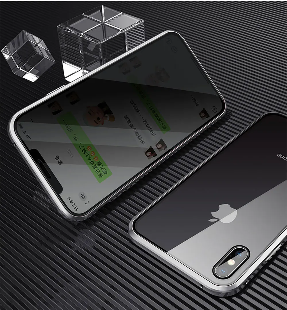 Магнитный чехол 360 градусов для IPhone X XS MAX 7 6 6splus 8 PLUS, двухсторонний, полный ударопрочный защитный прозрачный чехол