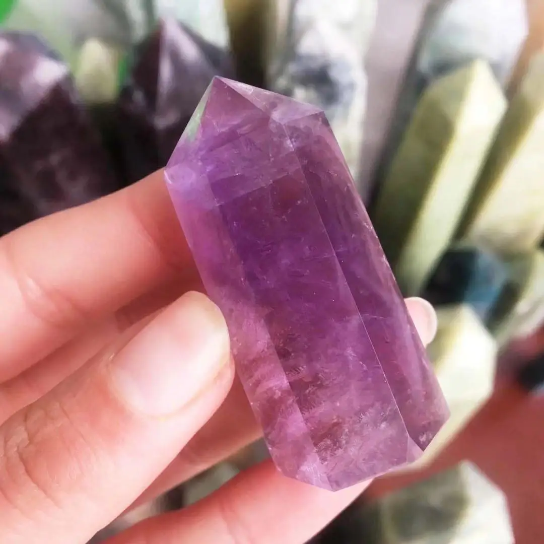 

MOKAGY Natural Amethyst Quartz Crystal Wand Point for Healing Decoration 1pc