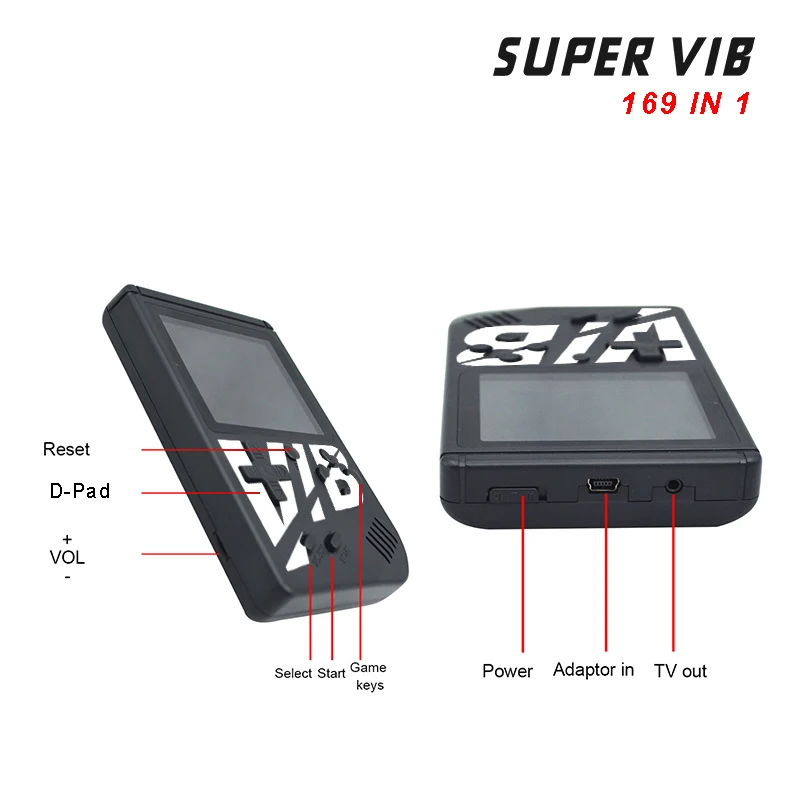 Новая 8 битная мини консоль Q5 в ретро стиле с ФК 169 встроенных игр портативная