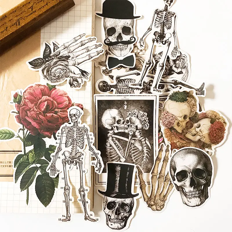 

Hand account retro tn material sticker skull gentleman love and death diary album decoration material package Halloween stickers