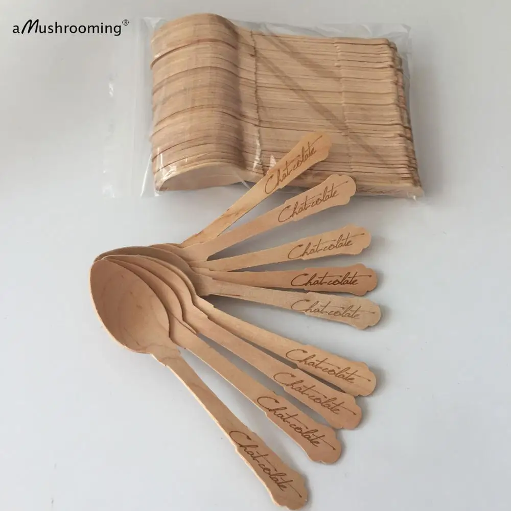 Ложка для шоколада деревянная под заказ 100 карат ложки вечеринки | Дом и сад