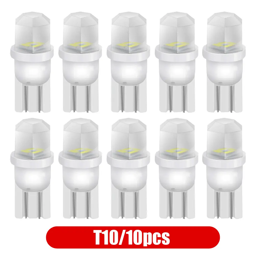 

10 шт. керамическая Светодиодная лампа T10 W5W 194 светодиодный LED Canbus 4SMD 168 автомобильные внутренние фары клиновидный боковой маркер габаритные ...