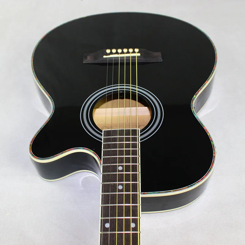 gitarre akustische elektrische 6 stahl saiten balladen folk pop dünnen körper flattop 40 zoll guitarra schwarz licht cutaway electro free gl