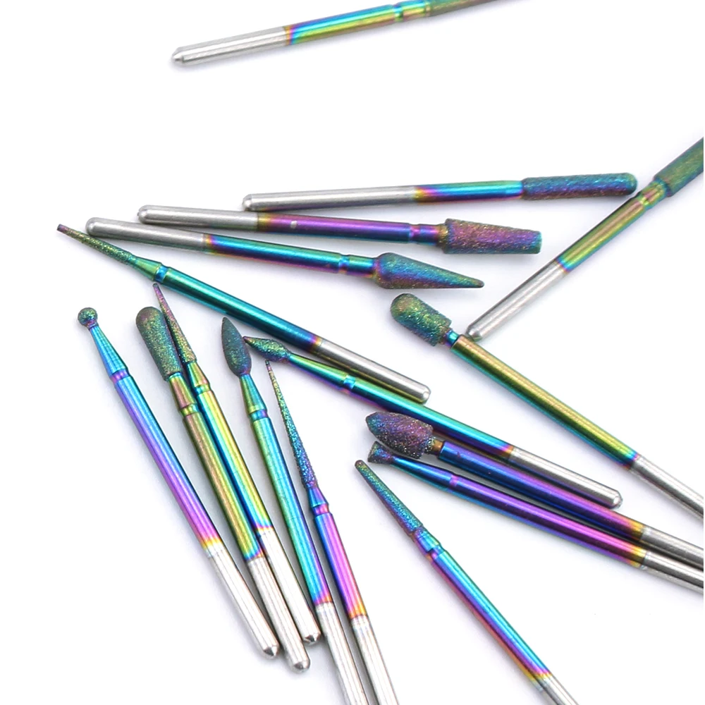 Радуга с алмазным напылением Фрезер Nail Art сверло биты карбида покрытия кутикула