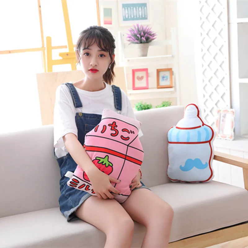 

candice guo cute plush toy lovely sweet strawberry milk bowknot feeding bottle soft cushion sofa pillow birthday Christmas gift