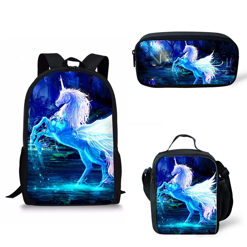3 шт./комплект Детский рюкзак с принтом сумасшедшая лошадь|Мужские рюкзаки| |