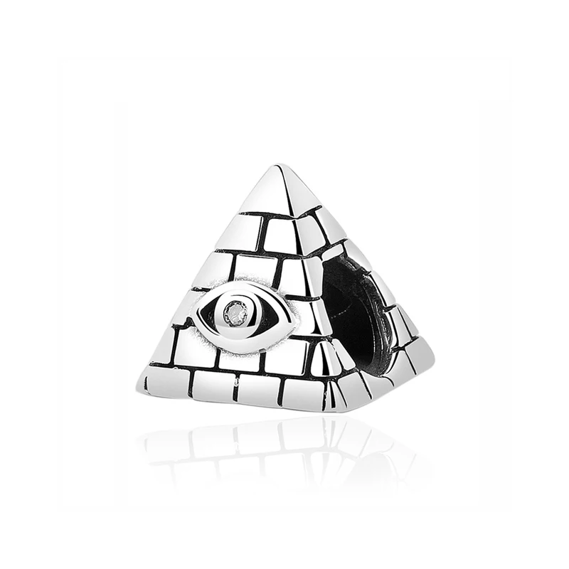 New Original 925 Sterling Silver Bead All-seeing Eye & Pyramid Charm Fit Pandora Bracelet Necklace DIY Women Jewelry