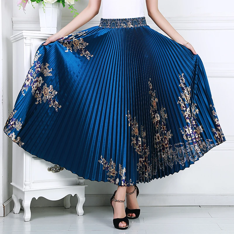 Женское плиссированное платье в национальном стиле Длинное свободное с высокой