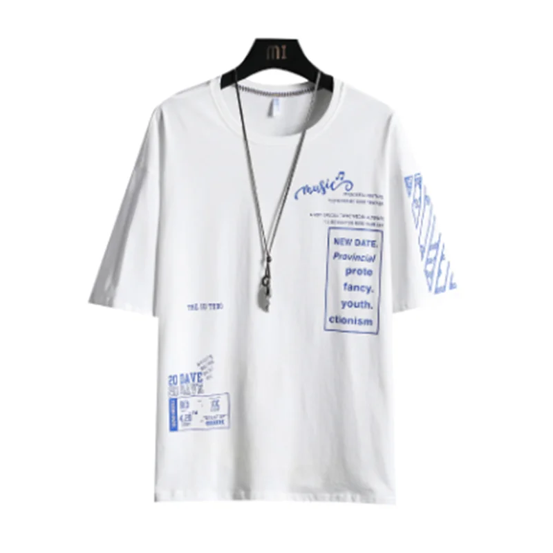 

Male's Casual Korean Streetwear Printed T Shirts For Men