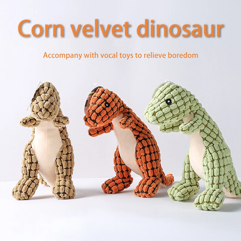 

Plush Dinosaurs Shape Bite Resistant Molar Teeth Vocal Squeaker Toys Dog Golden Retriever Labrador Toy Pet Accessories