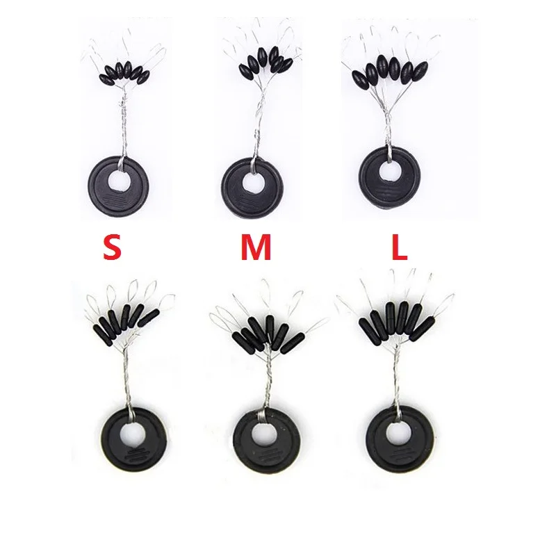 60 шт. 10 комплектов рыболовные черные резиновые стопор для поплавка рыбалки