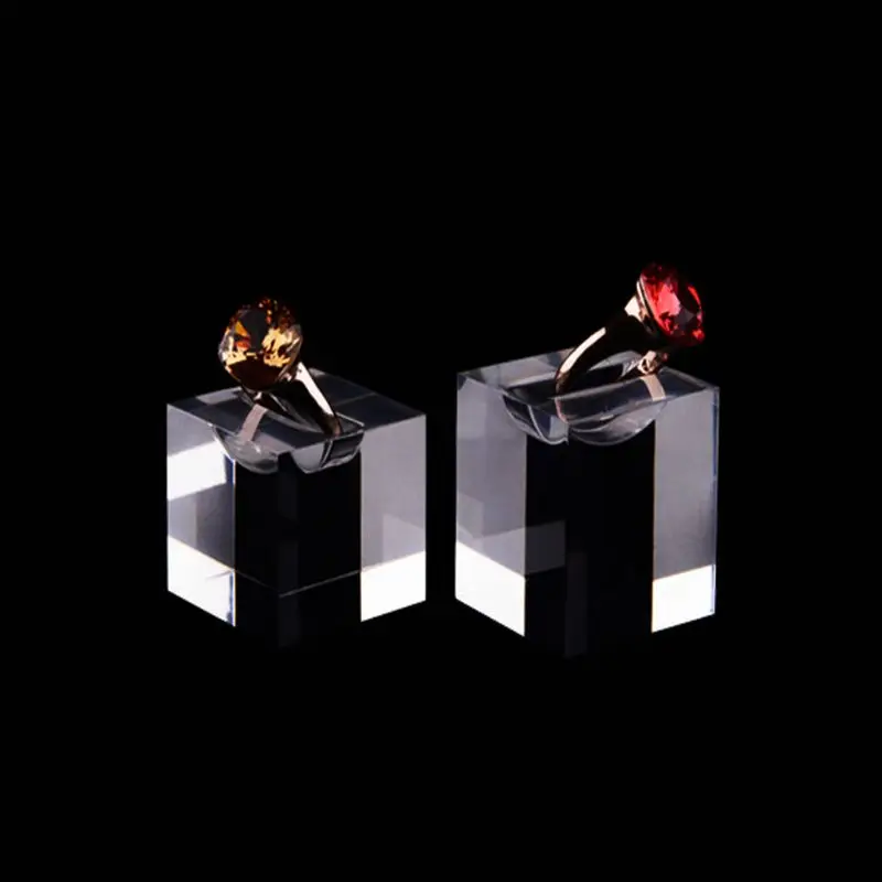 

Clear Acrylic Square Jewelry Holder Photography Props Cosmetics Display Stand Pad Necklace Rings Ornaments Show Rack