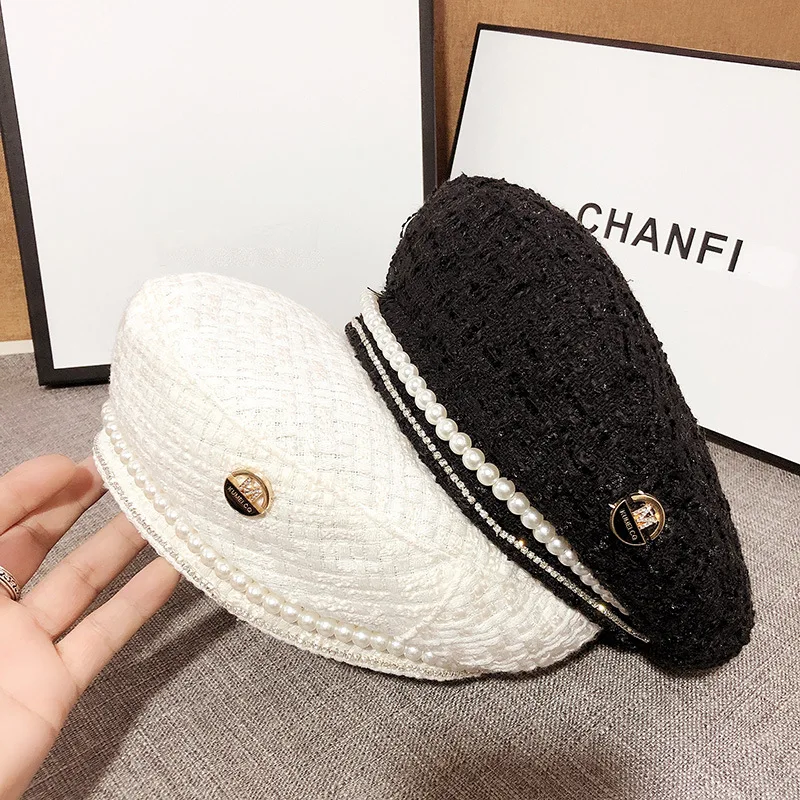 Женский ретро-берет M Standard стразы шапка художника с жемчугом Женская Осенняя