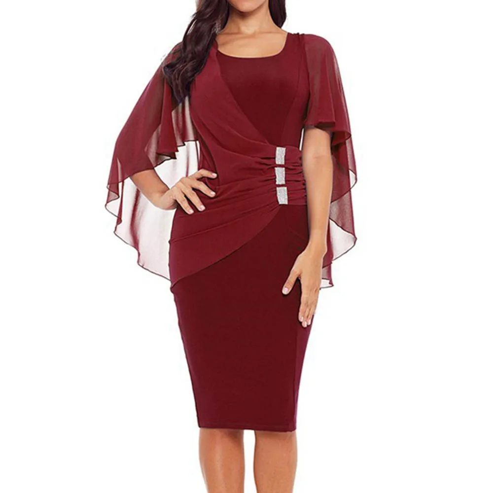 Женское облегающее платье большого размера плюс голубое карандаш с рукавами