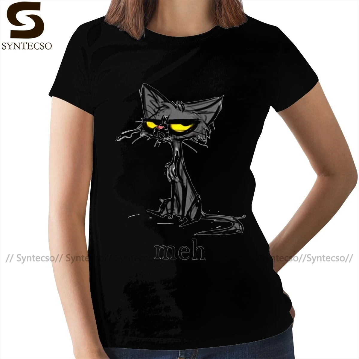 Siamese Cat T-Shirt Siamese Cat Meh T Shirt Plus Size Graphic Women tshirt Street Style Gray Ladies Tee Shirt