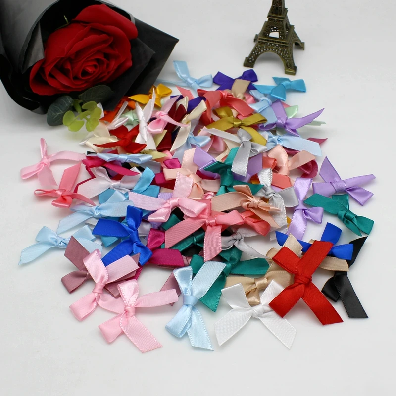 

(50-200 Pcs/pack) Ribbon Bows Small Size Satin Ribbon Bow Flower Craft Decoration Handwork DIY Party Decoration Crafts Textile