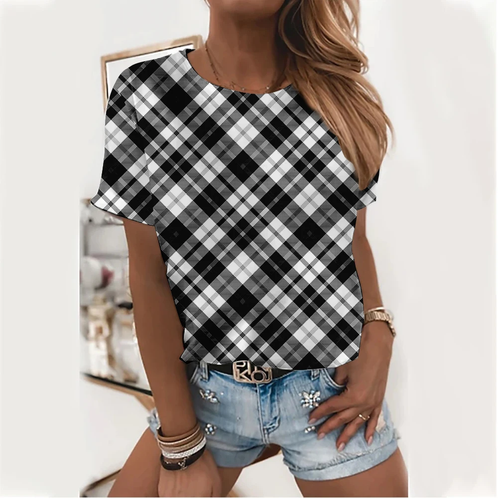 

Женская футболка с цифровой печатью, круглым вырезом