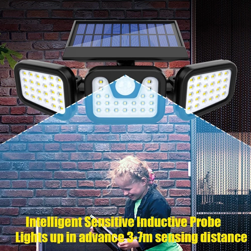 

Outdoor Lighting LED Solar 3 Heads Rotatable Waterproof Wall Lamp Exterior Street Garden Light PIR Motion Sensor Garage Lights