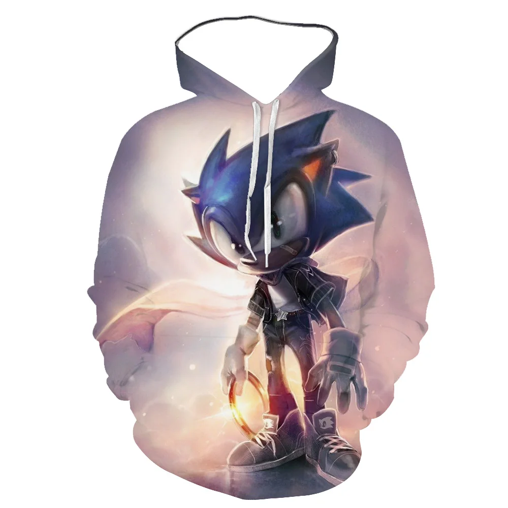 

3D Cartoon Hedgehog Sonic Spring And Autumn New Men's Hoodie Blue Cute Street Hip Hop Comfortable Pullover Can Be Customized